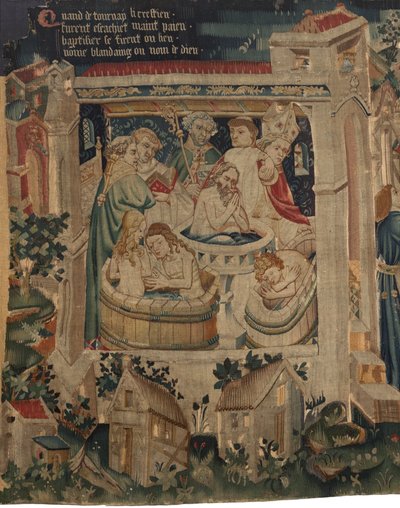 Geschichte von Saint Piat und Saint Eleuthère, Szene 7: Taufe der verbannten Christen von Unknown artist