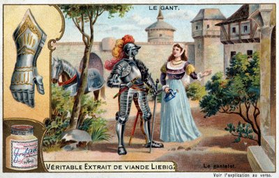 Geschichte des Handschuhs: der Panzerhandschuh, Rüstungsteil, bei den skandinavischen Völkern - Liebig Chromolithographie von Unknown artist