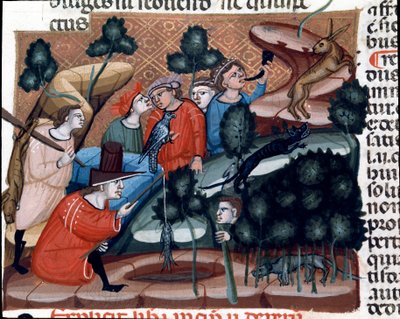 Jagdszenen Miniatur aus dem Justinianischen Kodex (Codex Justinianus), einer Sammlung von Gesetzen und Institutionen, die unter dem römischen Kaiser Justinian I. von Byzanz (483-565) veröffentlicht wurden von Unknown artist