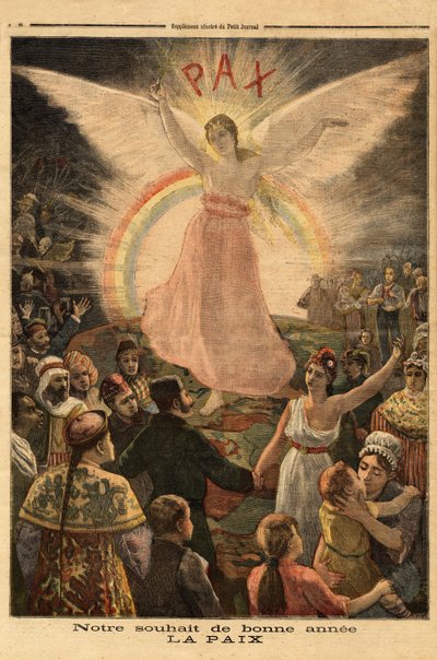 Illustration für Neujahrsgrüße 1894, Frieden für alle Nationen. Gravur in „Le petit journal“ 1.01.1894. Sammlung Selva. von Unknown artist