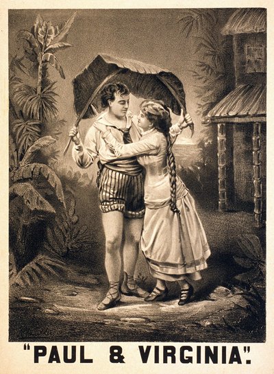 Illustration zu Paul und Virginia. Roman von Henri Bernardin de Saint Pierre (Saint-Pierre oder St-Pierre), französischer Schriftsteller (1737-1814). Lithographie, um 1880 von Unknown artist
