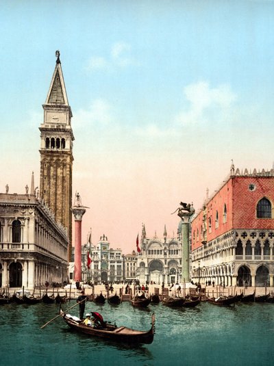 Illustration des Markusplatzes in Venedig. Photochrome aus dem späten 19. Jahrhundert. von Unknown artist