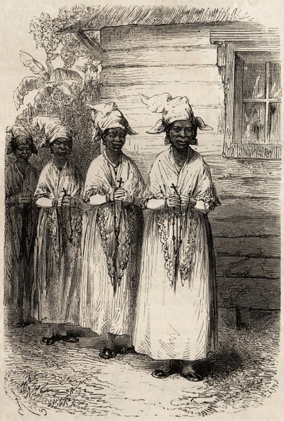 Indigene Frauen von Guyana bei der katholischen Prozession des Fête-Dieu von Unknown artist