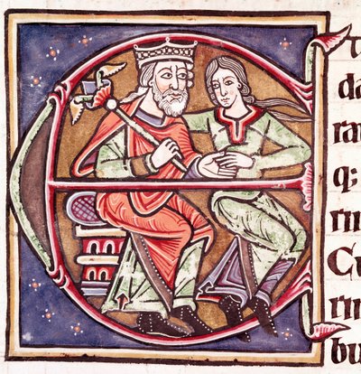 Initiale E mit David und Bathseba von Unknown artist