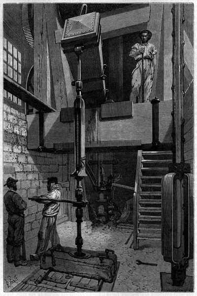 Installation eines Bohrers zur Entdeckung eines Kohlevorkommens. Gravur im „Journal de la jeunesse“ von Unknown artist