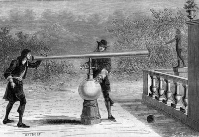 Erfindung: Sarbacan oder Luftgewehr von Otto von Guericke (1602-1686), deutscher Erfinder. In „La Nature“ von Unknown artist