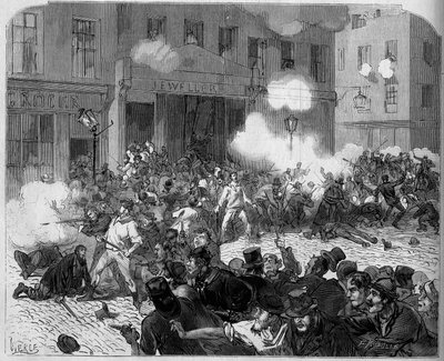 Irland 1872: Belfast-Unruhen, Kampf zwischen Orangisten und Katholiken von Unknown artist