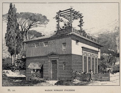 Italienisches römisches Haus - Gravur von 1889 in 