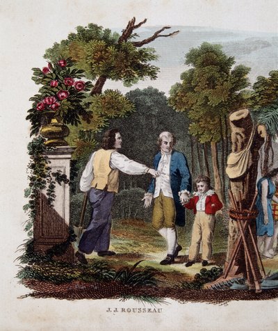 Jean Jacques Rousseau mit einem Kind, von einem Bauern angesprochen von Unknown artist