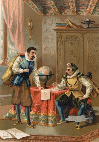Johannes Kepler (Keppler) (1571 - 1630) mit Tycho Brahe (1546-1601), Astronomen, Prag im Jahr 1600 - nach „La Ciencia y sus Hombres“ von Louis Figuier, Barcelona 1881 von Unknown artist