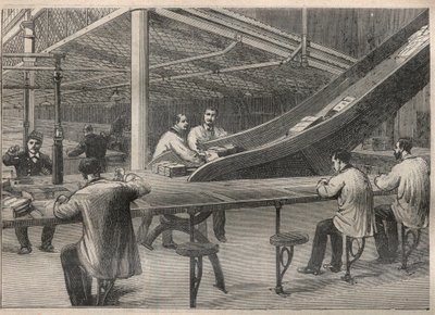 Die Briefpost: das Stempeln der Briefe im Hôtel des Postes in Paris von Unknown artist