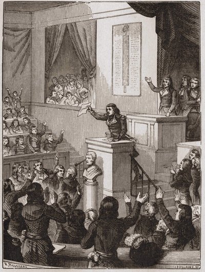 Lazare Nicolas Marguerite Carnot (genannt der Organisator des Sieges oder der große Carnot) verkündet am 1. September von Unknown artist