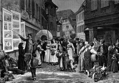 Der Sänger von Lamte im Elsass. Gravur in „Le Journal de la jeunesse“ von Unknown artist