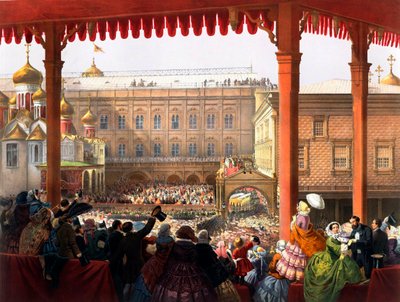 Die Krönung von Kaiser Alexander II. am 18.02.1855, Ansicht der Menge von Unknown artist