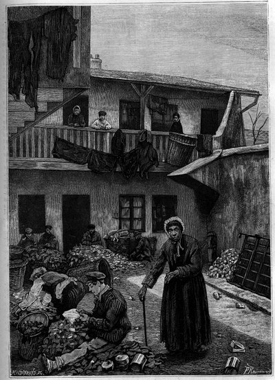 Die Lumpensammler: das Sortieren nach der Natur. Gravur im Journal „La jeunesse“ von Unknown artist