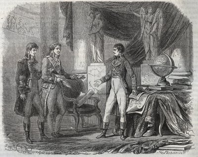 Lord Cornwallis (1738-1805) verhandelt den Vertrag von Amiens (1802) mit Napoleon Bonaparte (1769-1821) - der Frieden von Amiens, Frankreich - Vertrag unterzeichnet im März 1802, der die Revolutionskriege beendete von Unknown artist