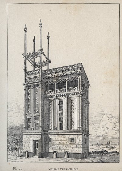 Phönizisches Haus - (Phönizisches Haus, Weltausstellung, Paris) von Unknown artist