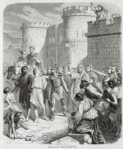 Martyrium des Heiligen Symphorien - in „Histoire des popes“ von Maurice Lachatre von Unknown artist