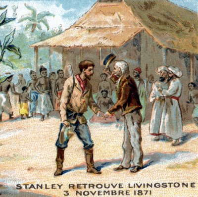 Treffen zwischen Sir Henry Morton Stanley (1841-1904) und David Livingstone (1813-1873) im Jahr 1871 von Unknown artist