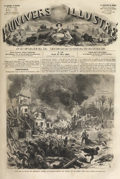 Mendoza, Argentinien - Erdbeben von 1861 - 20. März 1861 - Das illustre Universum im Jahr 1861 von Unknown artist