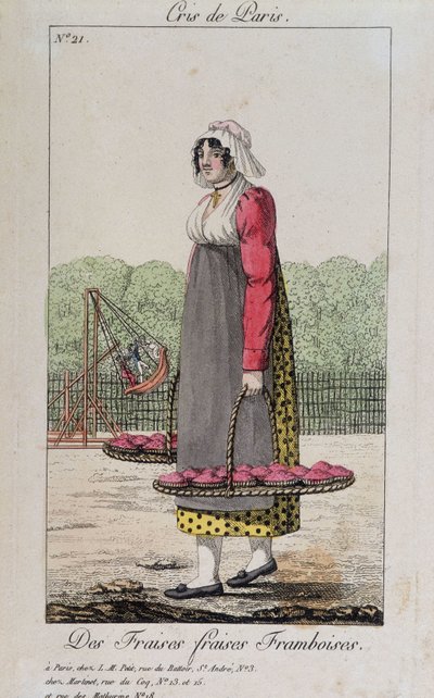 Erdbeer- und Himbeerhändler - in "Cris de Paris", Anfang des 19. Jahrhunderts von Unknown artist