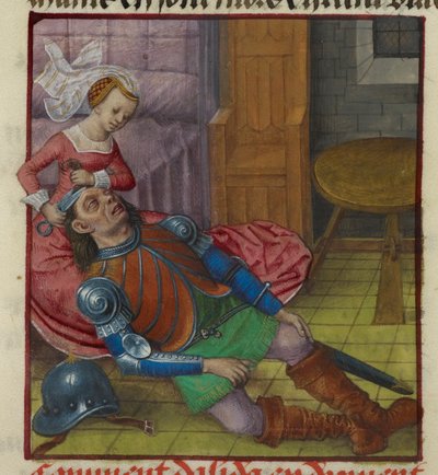 Miniatur von Delilah, die Samson die Haare schneidet, aus 