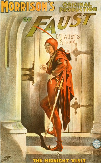 Morrisons Originalproduktion von Faust: der Mitternachtsbesuch - Plakat für ein Theaterstück: Illustration von Fausts Besuch von Unknown artist