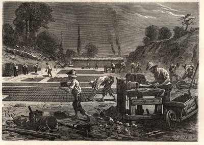 Moulage des bricques - Ziegelherstellung - Gravur in 
