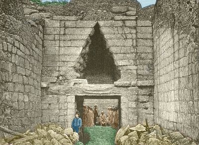 Mykene, das Löwentor entdeckt von Schliemann von Unknown artist
