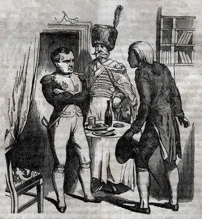 Napoleon I. in Anwesenheit von Jean Nicolas Corvisart (1755-1821) Arzt. Englische Gravur in „La Santé Universelle - Guide Médical des Familles“ 1852 von Unknown artist