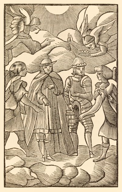 Jetzt, jetzt schaut, wie die heiligen Pilger reiten, Wolken sind ihre Wagen, Engel sind ihre Führer aus Der Pilgerreise von dieser Welt in die zukünftige Welt von John Bunyan von Unknown