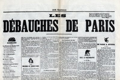 Eine der Zeitungen „Les debauches de Paris“, Ende des 19. Jahrhunderts. von Unknown artist