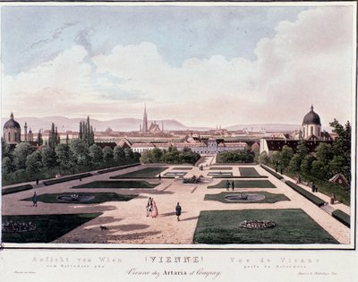 Überblick über Wien vom Belvedere, Österreich. Gravur von 1830 Private Sammlung von Unknown artist