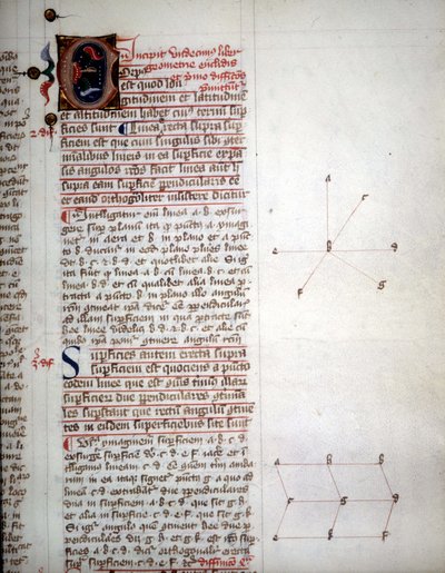 Seite eines Manuskripts von „Die Elemente der Geometrie“ von Euklid, Mathematiker des 3. Jahrhunderts v. Chr. von Unknown artist