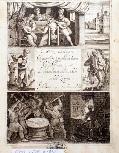 Seite von Illustrationen für verschiedene Lieder (Radierung) von Unknown artist