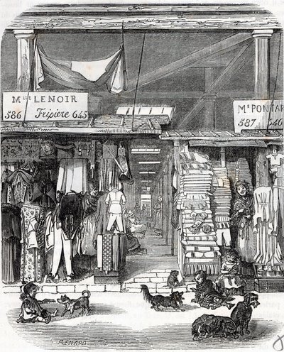 Paris 3. Arrondissement - Carre de Flore: Leinen im Carreau du Temple im 19. Jahrhundert - Gravur in „Tableau-de-Paris“ von Edmond Texier von Unknown artist