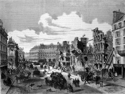 Paris, Abriss der Rue de la Paix für die Eröffnung der Rue de Reaumur. 1868. Gravur aus dem 19. Jahrhundert von Unknown artist