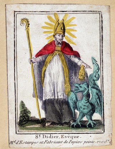 Andachtsbild, das den heiligen Didier Bischof (mit Drache) darstellt von Unknown artist