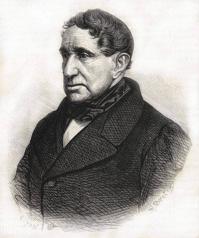 Porträt von Achille Léonce Victor Charles de Broglie (1785 - 1870), Herzog von Broglie. Gravur des 19. Jahrhunderts von Unknown artist