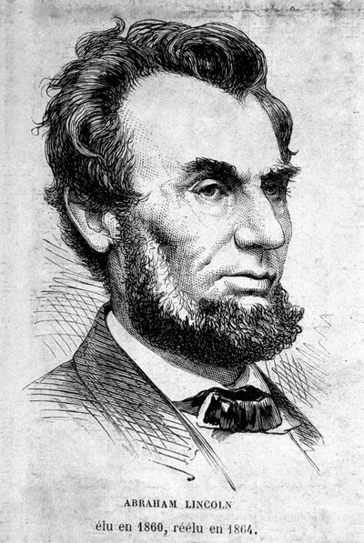 Porträt des amerikanischen Präsidenten Abraham Lincoln (1809 - 1865). von Unknown artist