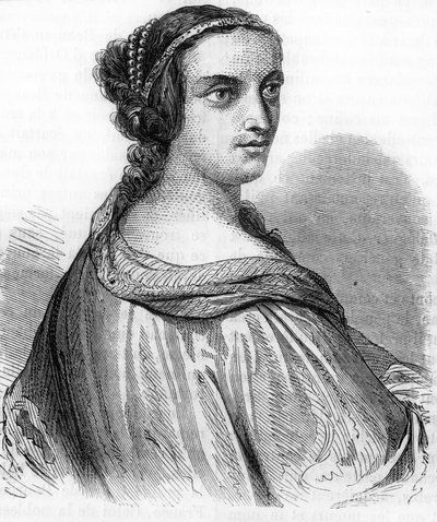 Porträt von Anne de Beaujeu, Anne von Frankreich (1462-1522), Herzogin von Bourbon, Tochter von Ludwig XI. Gravur aus dem 19. Jahrhundert. von Unknown artist