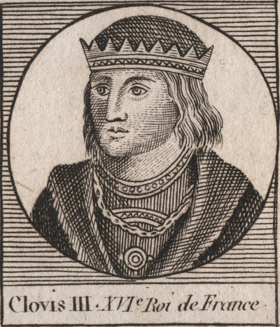 Porträt von Clovis III., König der Franken von 691 bis 695 - CLOVIS III. Merowingischer König von Neustrien und Austrasien - Gravur aus „Instruction sur l