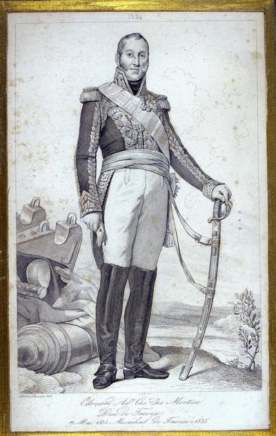 Porträt von Edouard Adolphe Casimir Joseph Mortier, Herzog von Trevise (1768-1835), Marschall von Frankreich, Gravur des 19. Jahrhunderts von Unknown artist