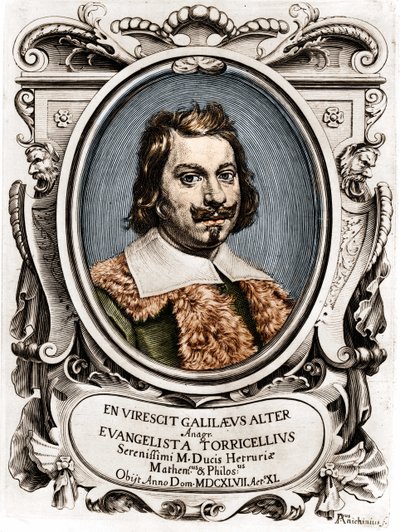 Porträt von Evangelista Torricelli oder Toricelli (1608-1647), italienischer Physiker. Gravur aus dem 17. Jahrhundert von Unknown artist