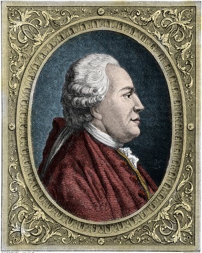 Porträt von Franz-Anton Mesmer (1734-1815) (Frederic Antoine Mesmer - Franz Anton Mesmer) deutscher Arzt, Begründer der Theorie des tierischen Magnetismus (Mesmerismus). Farbige Gravur aus dem 19. Jahrhundert von Unknown artist