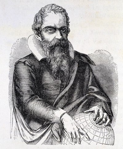 Porträt von Galileo Galilei genannt Galileo (1564 - 1642), Gravur 19. Jahrhundert von Unknown artist