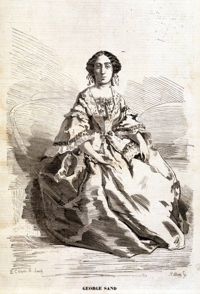 Porträt von George Sand (Aurore Dupin, Baronne Dudevant) (1804-1876) von Unknown artist