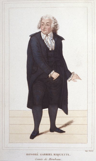 Porträt von Honoré Gabriel Riqueti, Graf von Mirabeau (1749-1791), französischer Politiker (Gravur 1830) von Unknown artist