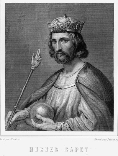 Porträt von Hugues I. Capet (ca. 941 - 996), Herzog von Frankreich und dann König von Frankreich - in „Histoire des Français“ von Lavallée, Gravur, sd von Unknown artist