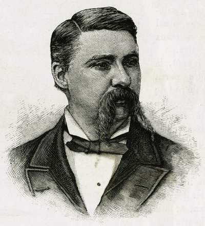 Porträt von Jerome J. Collins, Meteorologe der La Jeannette-Besatzung, für die Mission in den Norden. Gravur zur Illustration „Die Reise der Jeannette“ 1879-1881, Tagebuch von Kapitän G.W. De Long. Veröffentlicht in Le Tour du monde, nouveau journal des vo von Unknown artist